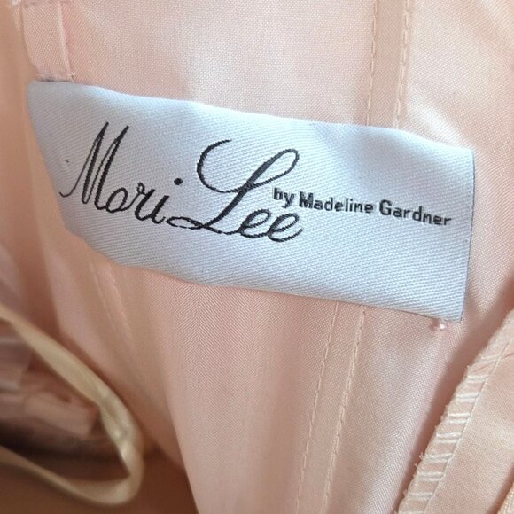 Affairs by Mori Lee Madeline Gardner Blush Pink Peach Strapless Chiffon Layered - Picture 10 of 15